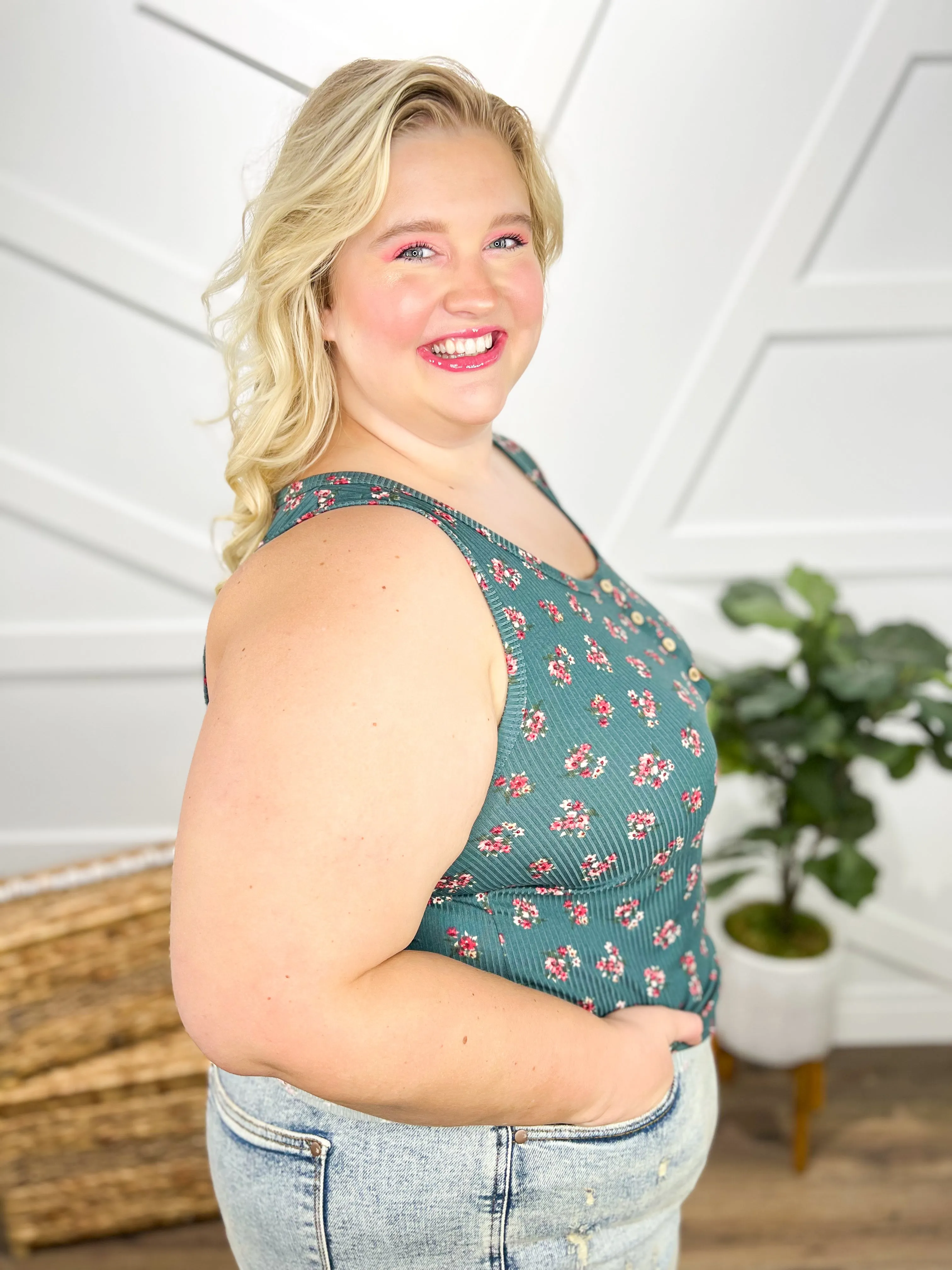 Blooming Henley Tank Top
