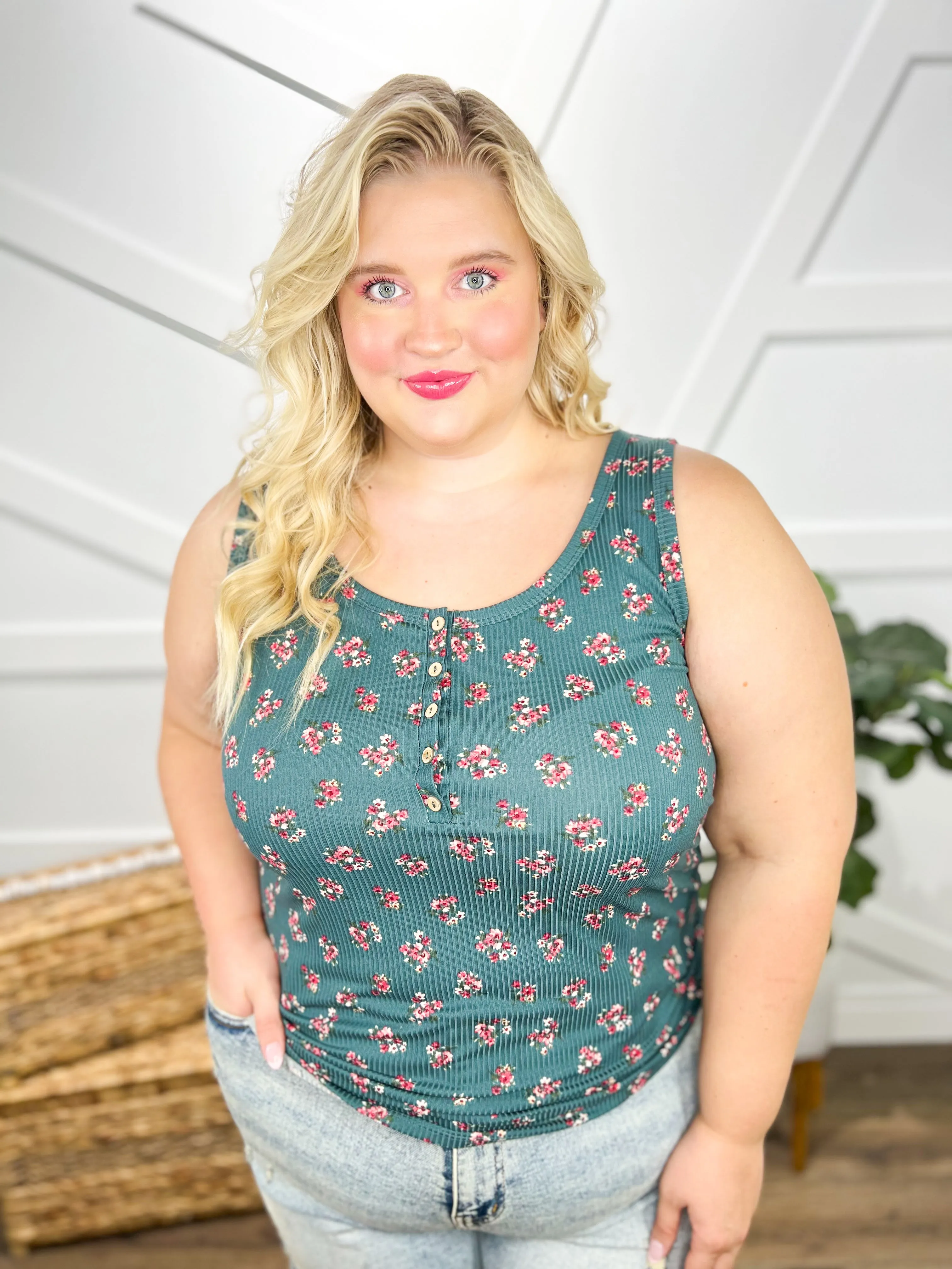 Blooming Henley Tank Top