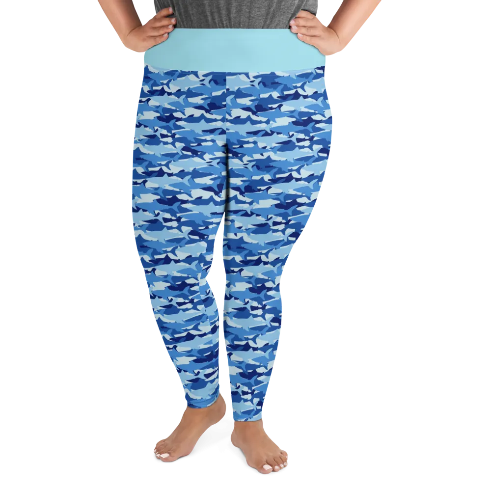 Blue Shark Collage Plus Size Leggings