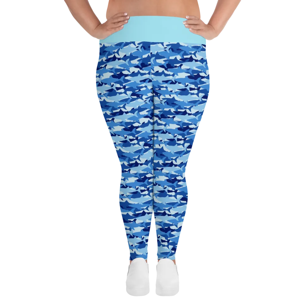 Blue Shark Collage Plus Size Leggings