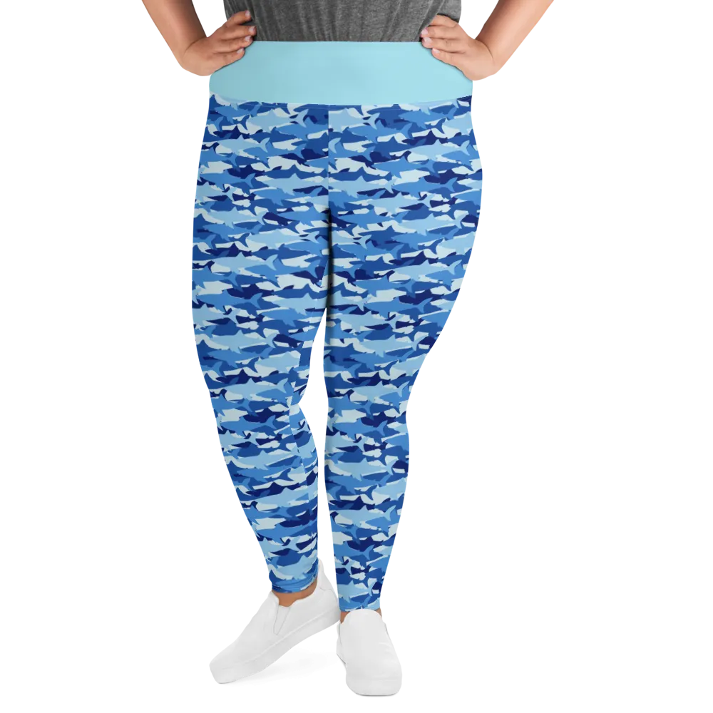 Blue Shark Collage Plus Size Leggings
