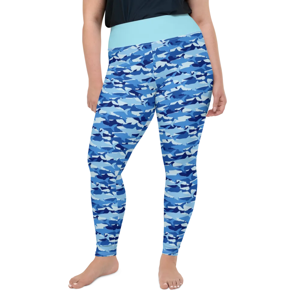 Blue Shark Collage Plus Size Leggings