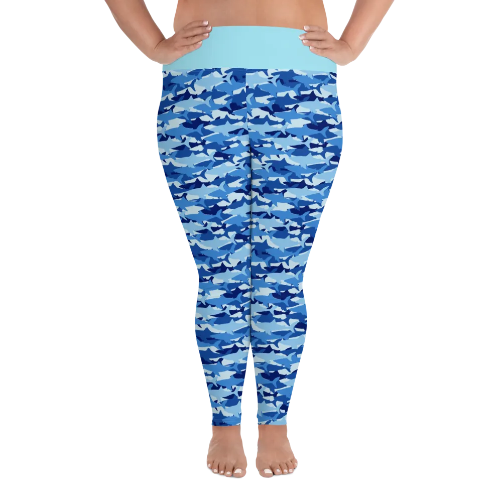 Blue Shark Collage Plus Size Leggings