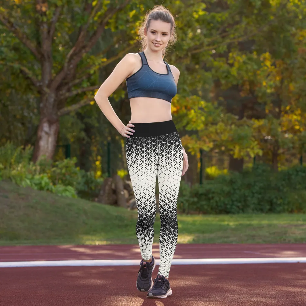 BW geometric gradient Yoga Leggings