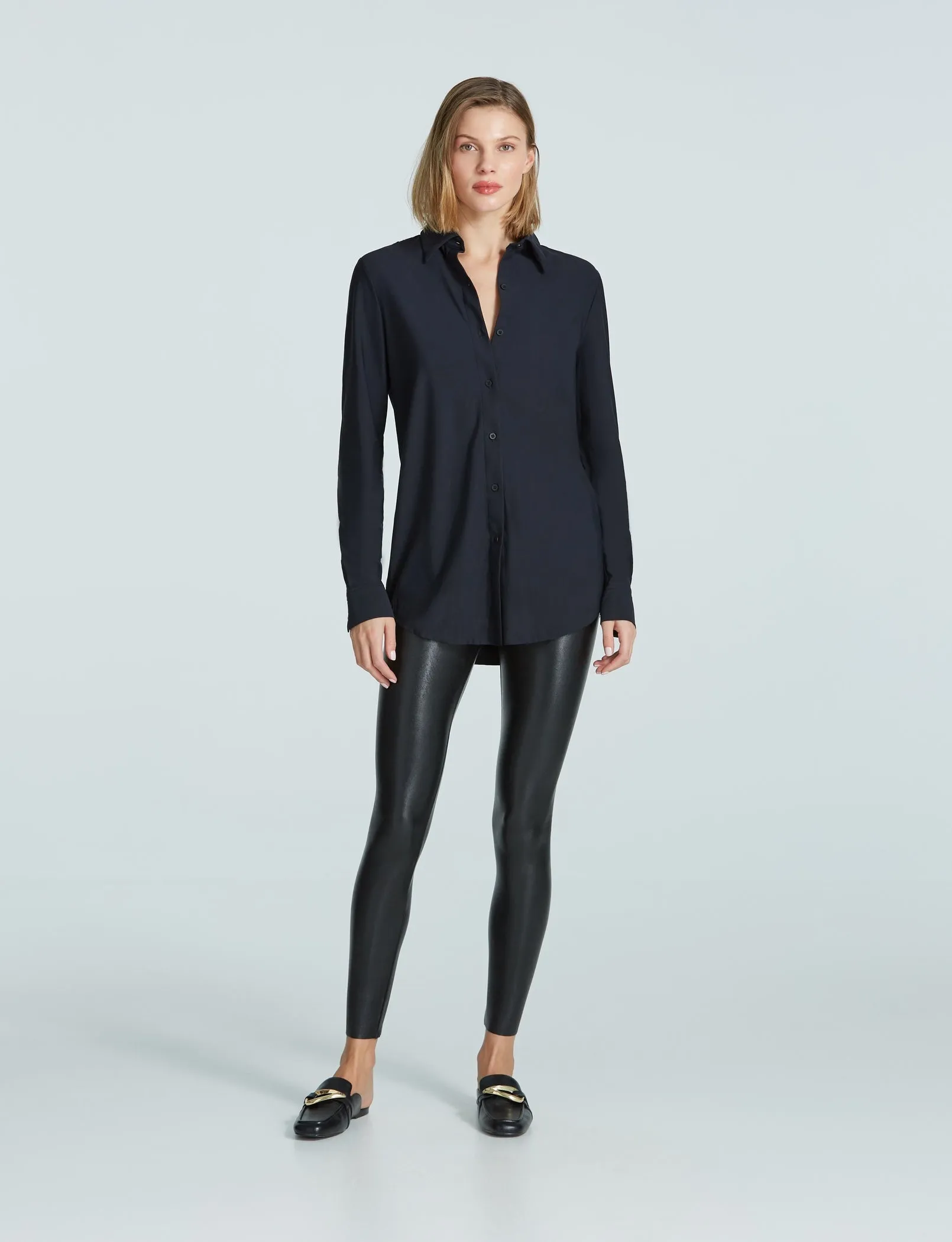 Commando Classic Oversized Button Down-Black