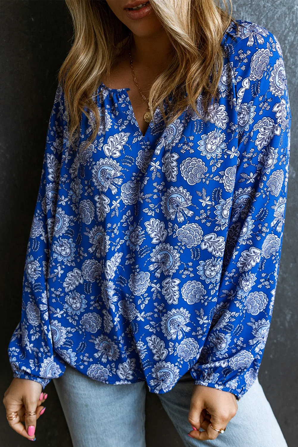 Floral Peasant Sleeve Blouse