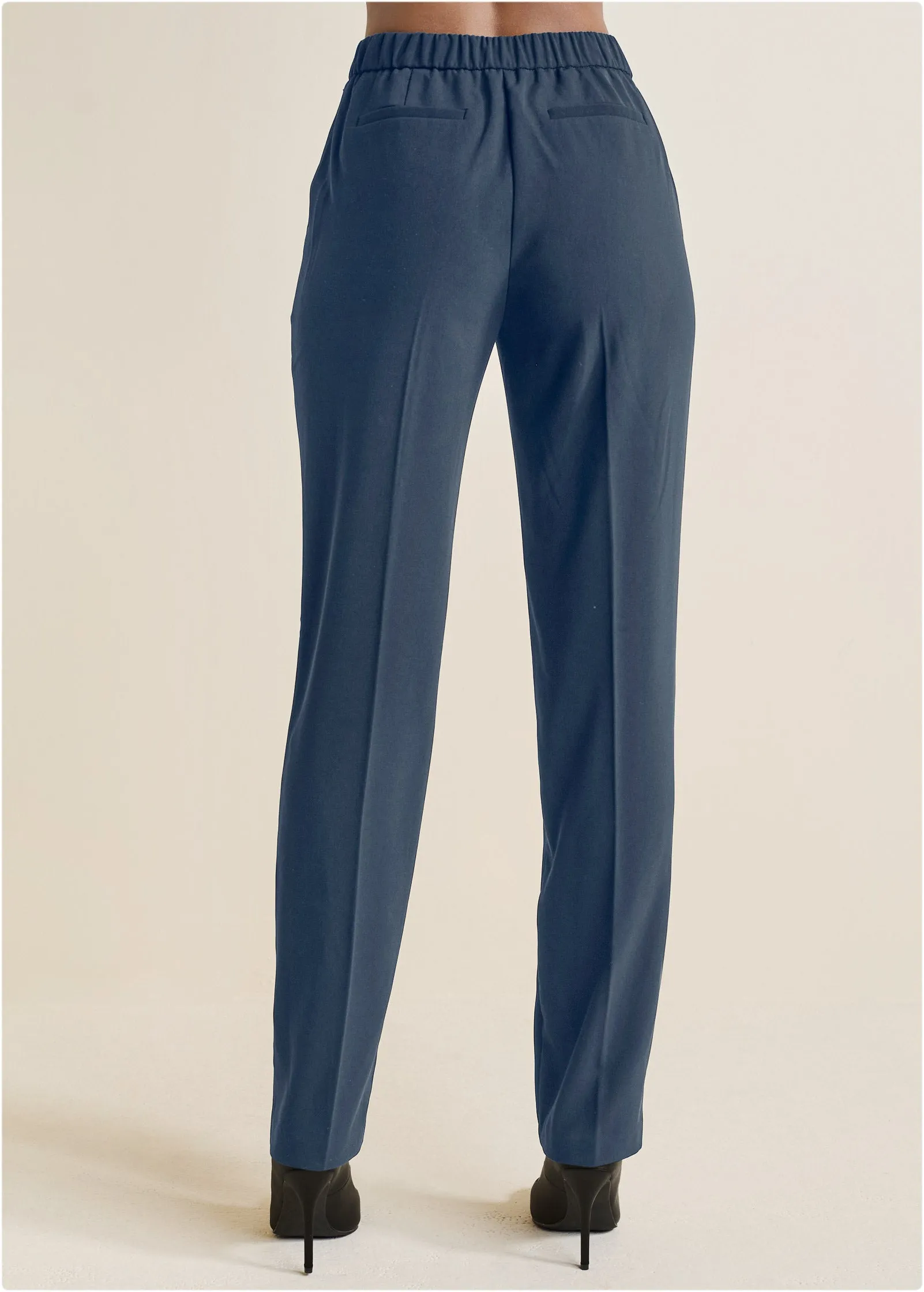High-Rise Straight Trousers - Navy
