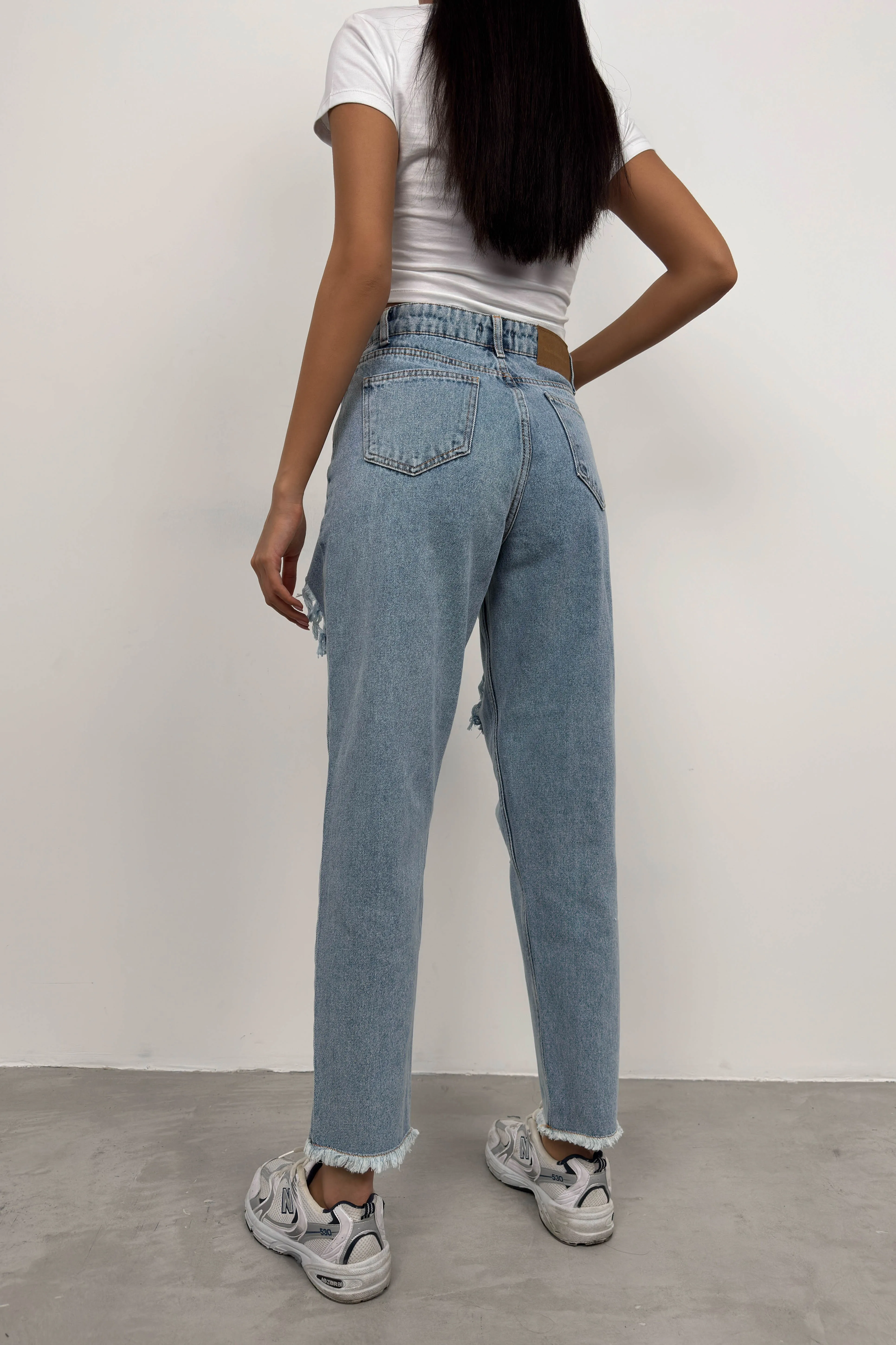 Laser Cut Mom Jeans