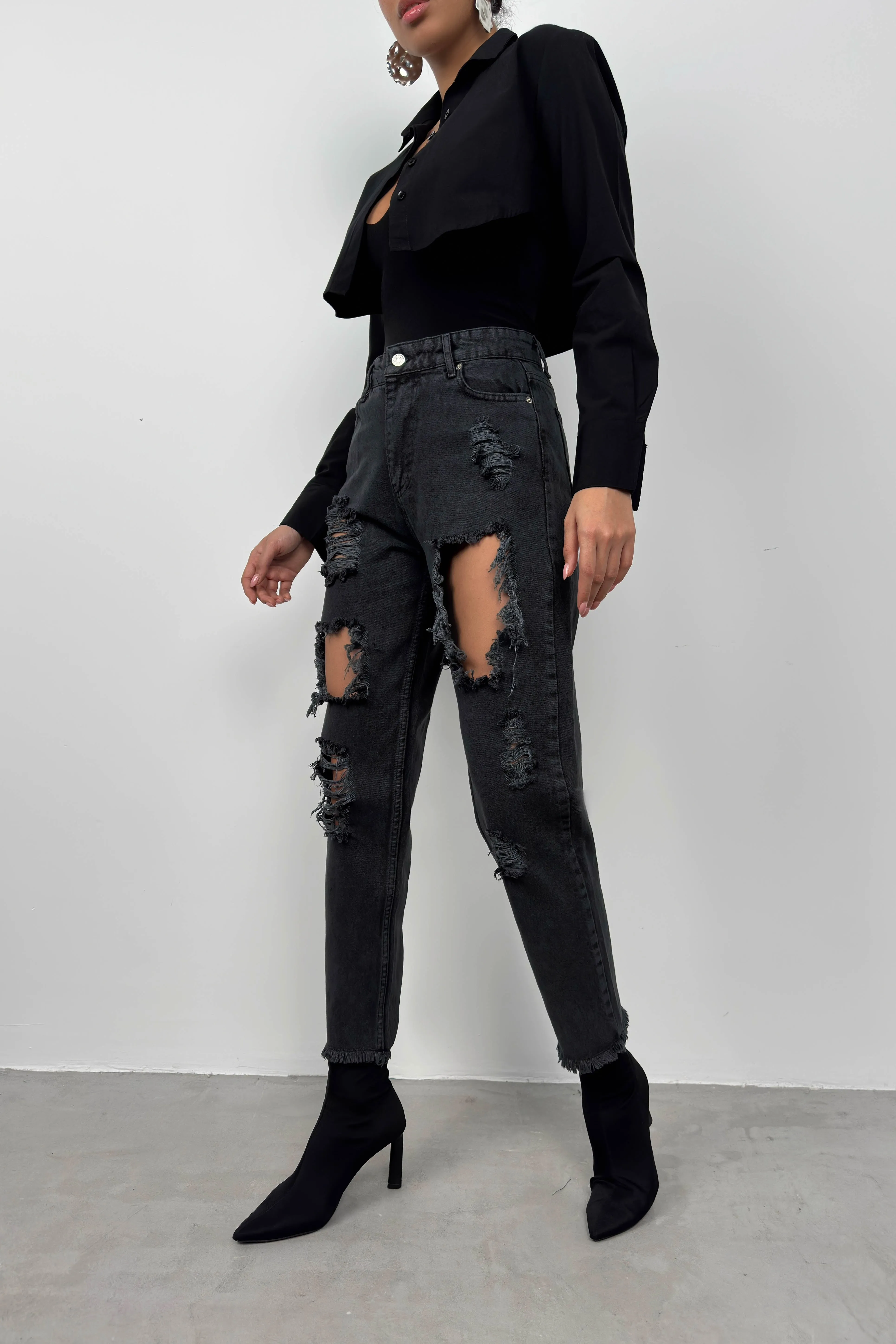 Laser Cut Mom Jeans