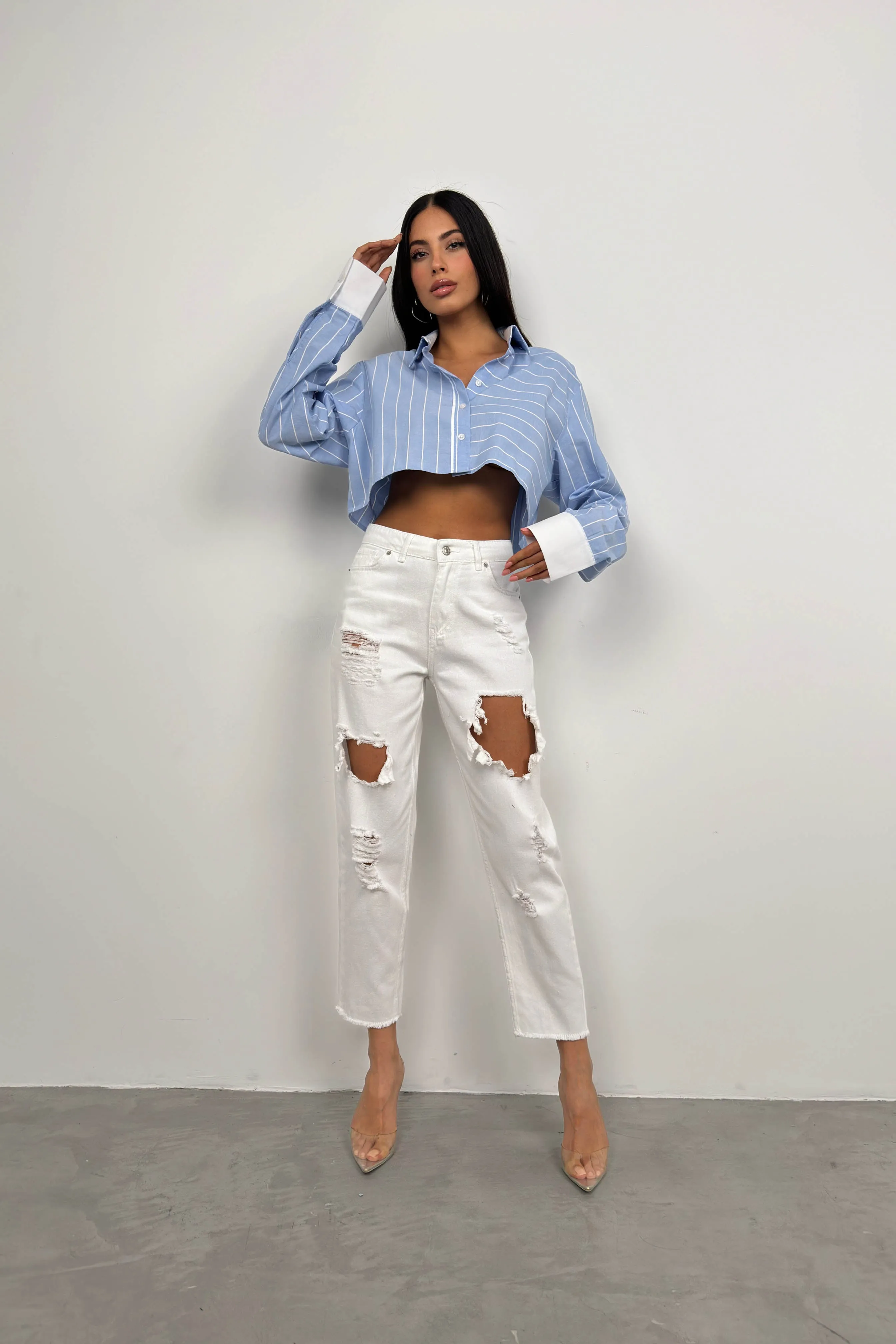 Laser Cut Mom Jeans