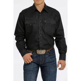 Men's Cinch Black Herringbone Snap Western Shirt MTW1681003