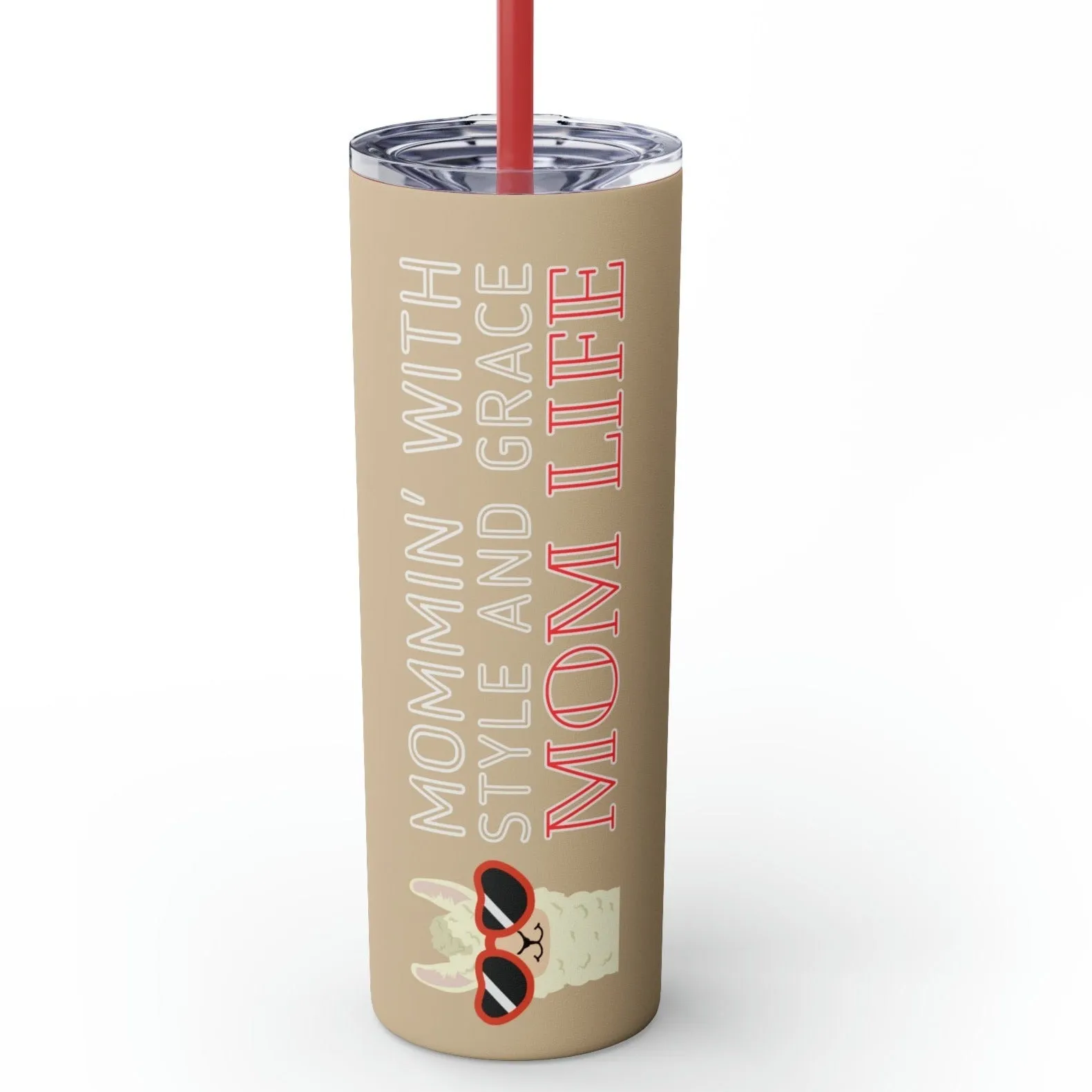 Mommin' with Style and Grace Llama Skinny Tumbler - 20oz