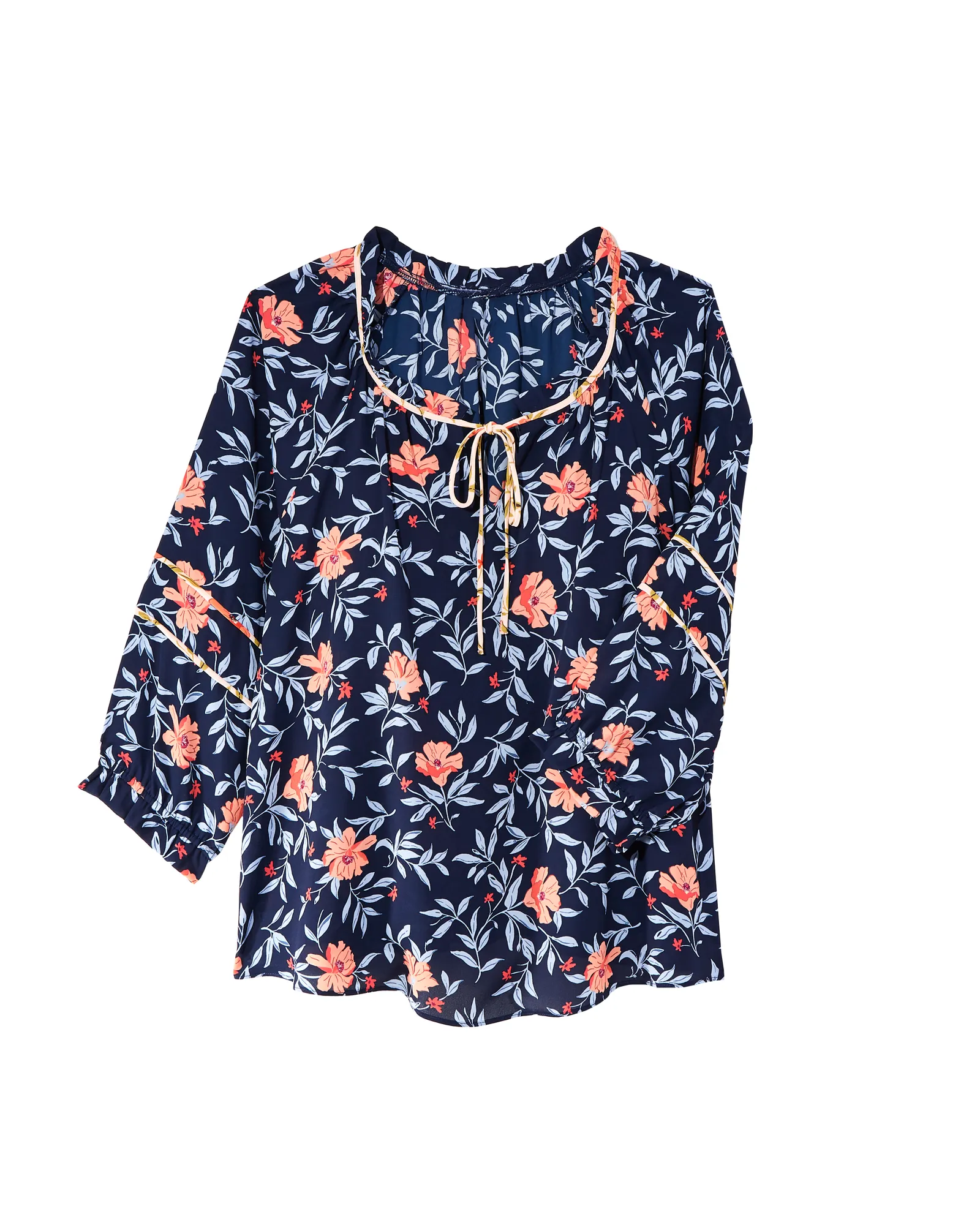 Nadine Peasant Blouse | Navy / Pink