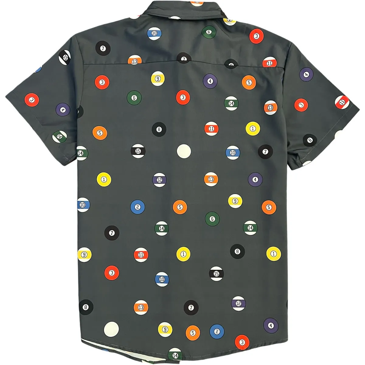 Pool Player Billiard Balls Men’s Short Sleeve Button Down Shirt