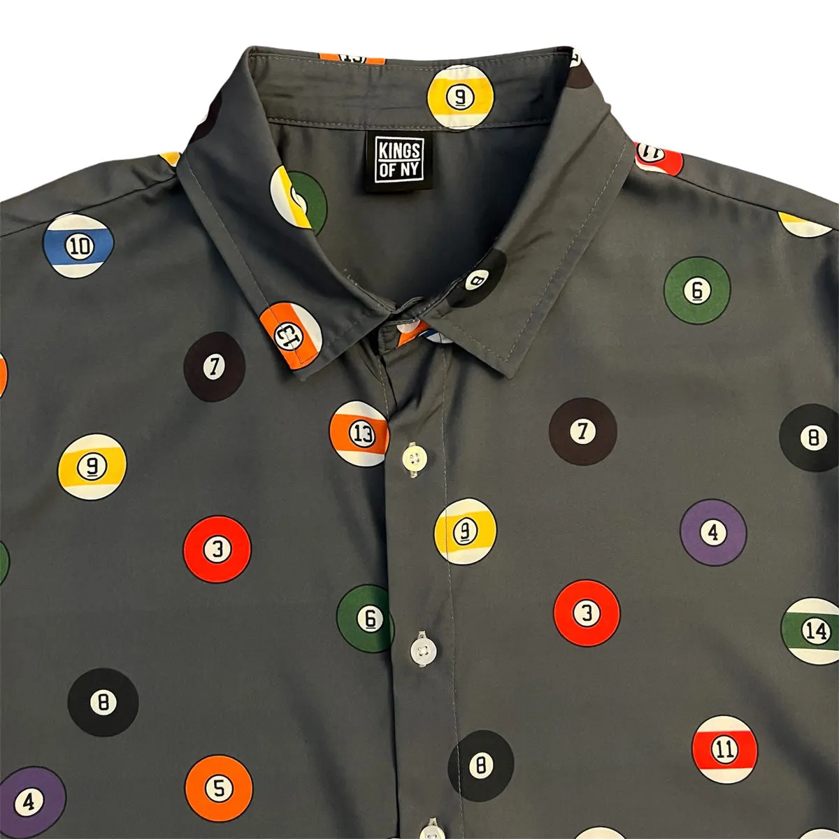 Pool Player Billiard Balls Men’s Short Sleeve Button Down Shirt