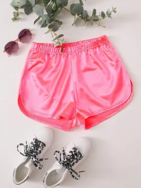 Solid Satin Dolphin Shorts