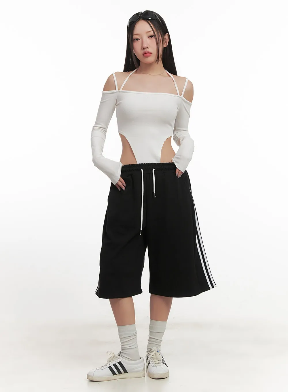 Striped Midi Track Shorts CF525