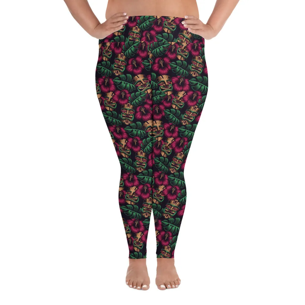 Tiki Mask All-Over Print Plus Size Leggings