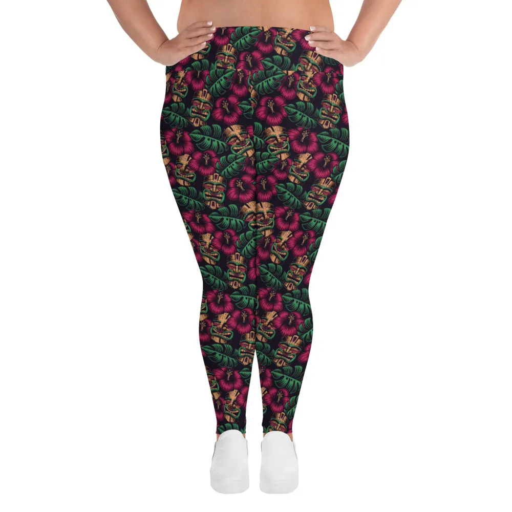 Tiki Mask All-Over Print Plus Size Leggings