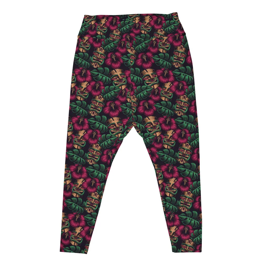 Tiki Mask All-Over Print Plus Size Leggings