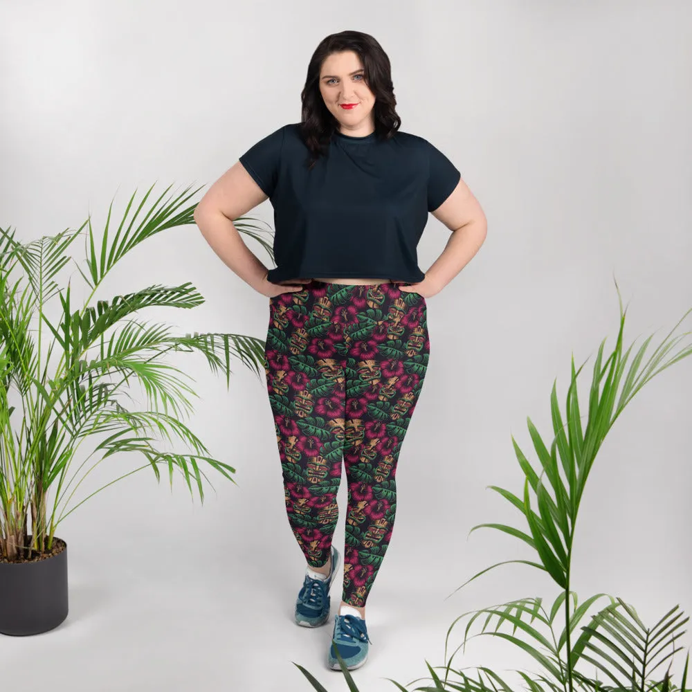 Tiki Mask All-Over Print Plus Size Leggings