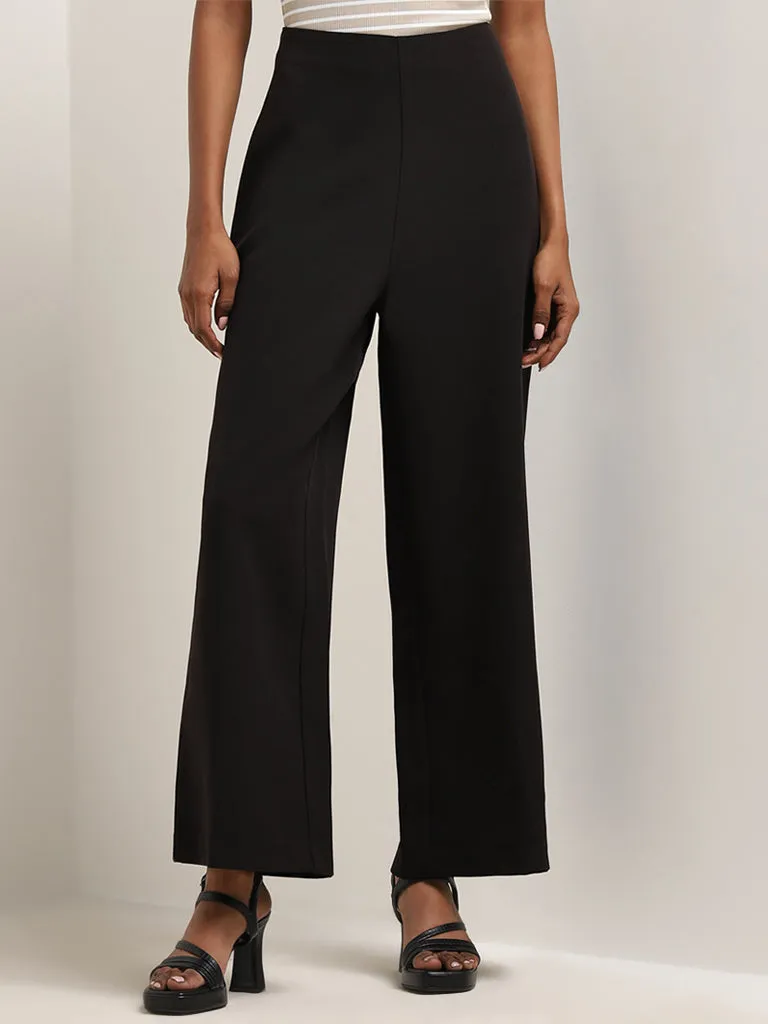 Wardrobe Black Solid High-Rise Trousers