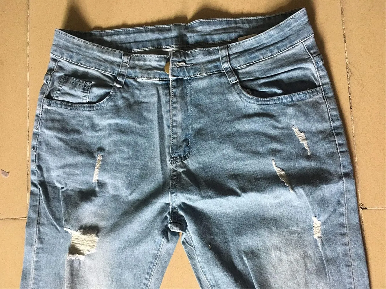 Women's Stretch Skinny Jeans with Taped Ripped Slim Fit Mid Rise Jeans Slim Fit Pencil Pants with Zipper   S5038648