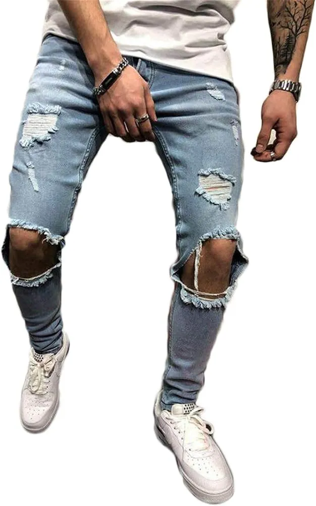 Women's Stretch Skinny Jeans with Taped Ripped Slim Fit Mid Rise Jeans Slim Fit Pencil Pants with Zipper   S5038648